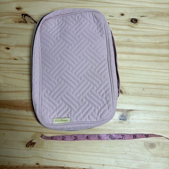 Bagsmart Womens Jewelry Case Organizer Travel Pink Blush Quilted Zip Around - Picture 7 of 10